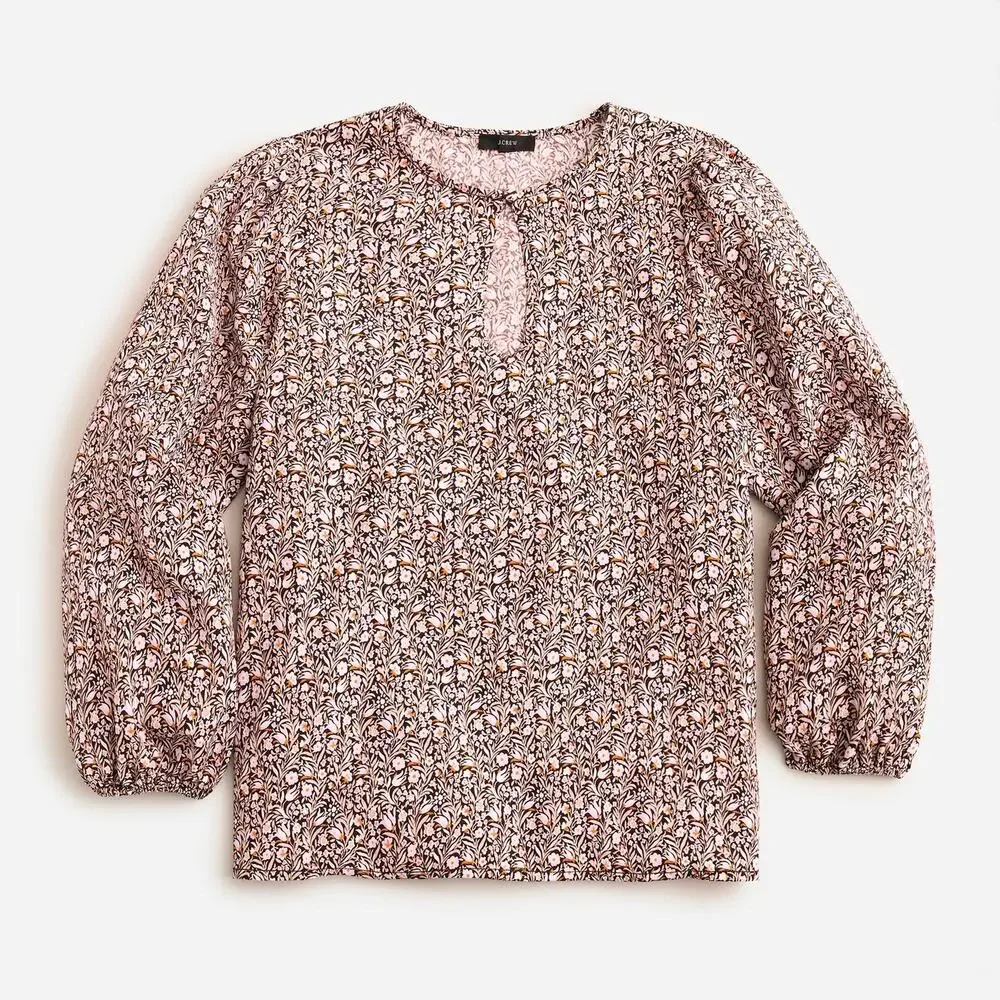 J Crew Womens Puff Sleeve Crepe Top in Floral Flourish Sz S | Feminine‎ Preppy